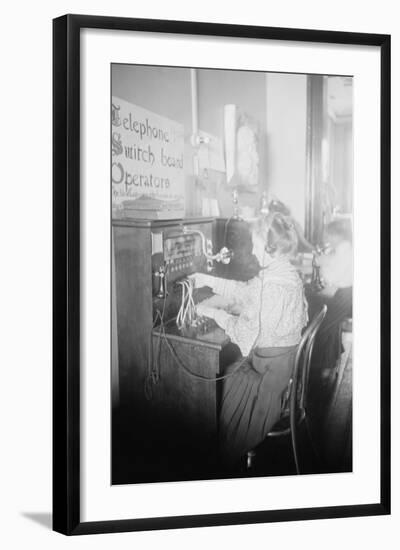 Blind Girls Operating Telephone Switchboard-null-Framed Art Print