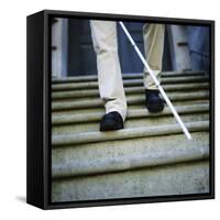 Blind Man Descending Stairs-Cristina-Framed Stretched Canvas