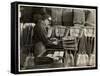 Blind Man Labeling Brooms at the Bourne Memorial Building, New York, 1935-Byron Company-Framed Stretched Canvas