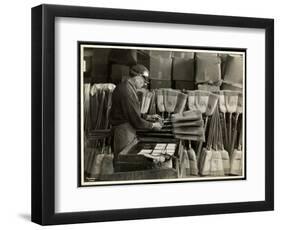 Blind Man Labeling Brooms at the Bourne Memorial Building, New York, 1935-Byron Company-Framed Premium Giclee Print