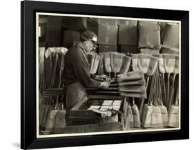 Blind Man Labeling Brooms at the Bourne Memorial Building, New York, 1935-Byron Company-Framed Premium Giclee Print