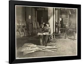 Blind Man Placing Iron Hoops on Brooms at the Bourne Memorial Building, New York, 1921-Byron Company-Framed Premium Giclee Print