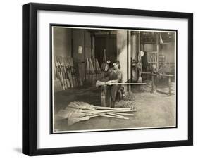 Blind Man Placing Iron Hoops on Brooms at the Bourne Memorial Building, New York, 1921-Byron Company-Framed Giclee Print