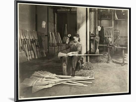 Blind Man Placing Iron Hoops on Brooms at the Bourne Memorial Building, New York, 1921-Byron Company-Mounted Giclee Print