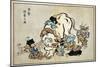 Blind Monks Examining an Elephant, Japanese Wood-Cut Print-Lantern Press-Mounted Art Print