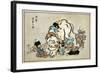 Blind Monks Examining an Elephant, Japanese Wood-Cut Print-Lantern Press-Framed Art Print
