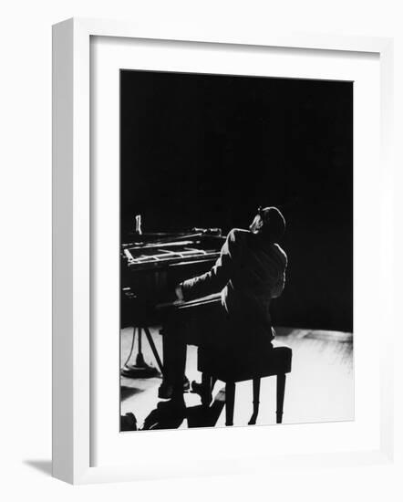 Blind Singer and Jazz Pianist Ray Charles Performing in Concert at Carnegie Hall-Bill Ray-Framed Premium Photographic Print