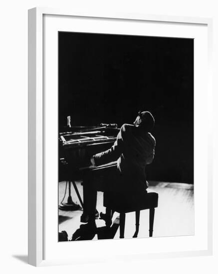 Blind Singer and Jazz Pianist Ray Charles Performing in Concert at Carnegie Hall-Bill Ray-Framed Premium Photographic Print