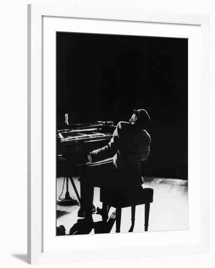 Blind Singer and Jazz Pianist Ray Charles Performing in Concert at Carnegie Hall-Bill Ray-Framed Premium Photographic Print