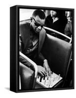 Blind Singer Ray Charles Playing Chess on a Board with Special Niches-Bill Ray-Framed Stretched Canvas