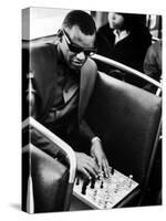 Blind Singer Ray Charles Playing Chess on a Board with Special Niches-Bill Ray-Stretched Canvas