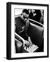 Blind Singer Ray Charles Playing Chess on a Board with Special Niches-Bill Ray-Framed Premium Photographic Print