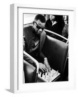 Blind Singer Ray Charles Playing Chess on a Board with Special Niches-Bill Ray-Framed Premium Photographic Print