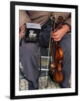 Blind Street Musician Holds His Violin in One Hand and His Collecting Box in the Other-Ian Aitken-Framed Photographic Print