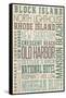 Block Island, North Carolina - Typography-Lantern Press-Framed Stretched Canvas