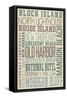 Block Island, North Carolina - Typography-Lantern Press-Framed Stretched Canvas