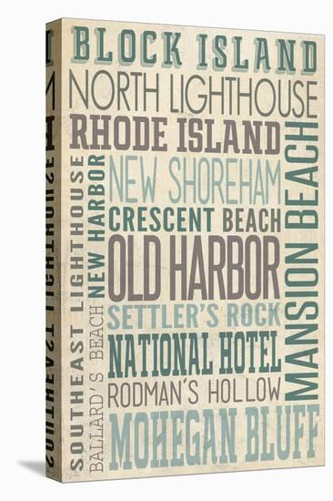 Block Island, North Carolina - Typography-Lantern Press-Stretched Canvas