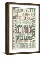 Block Island, North Carolina - Typography-Lantern Press-Framed Art Print