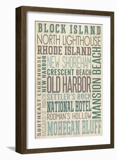 Block Island, North Carolina - Typography-Lantern Press-Framed Art Print