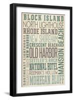 Block Island, North Carolina - Typography-Lantern Press-Framed Art Print