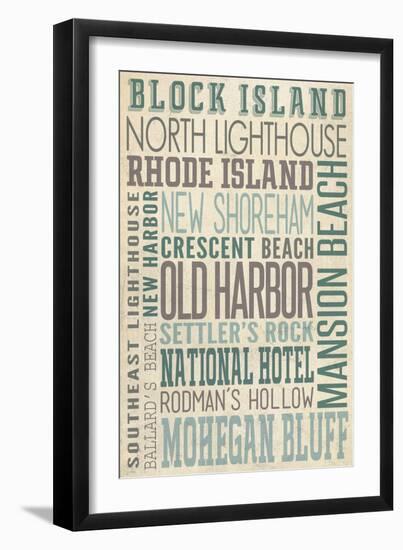 Block Island, North Carolina - Typography-Lantern Press-Framed Art Print