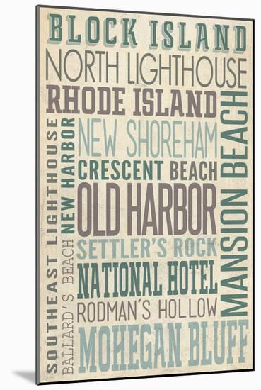 Block Island, North Carolina - Typography-Lantern Press-Mounted Art Print