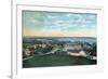 Block Island, Rhode Island - Aerial View of the Town-Lantern Press-Framed Premium Giclee Print