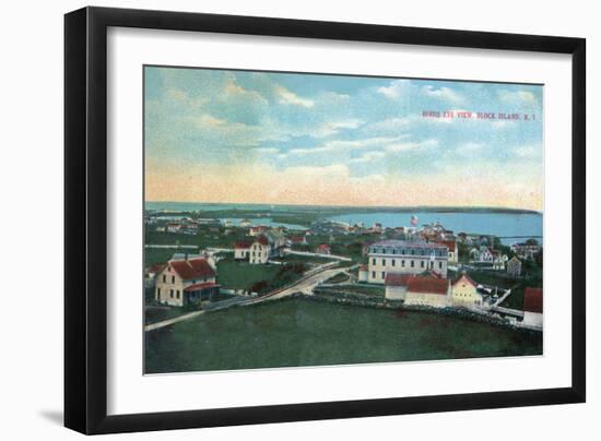 Block Island, Rhode Island - Aerial View of the Town-Lantern Press-Framed Art Print