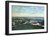 Block Island, Rhode Island - Aerial View of the Town-Lantern Press-Framed Art Print