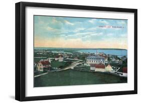 Block Island, Rhode Island - Aerial View of the Town-Lantern Press-Framed Art Print