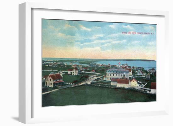 Block Island, Rhode Island - Aerial View of the Town-Lantern Press-Framed Art Print