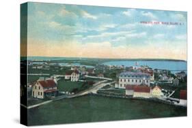 Block Island, Rhode Island - Aerial View of the Town-Lantern Press-Stretched Canvas