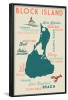 Block Island, Rhode Island and Icons-Lantern Press-Framed Art Print