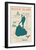 Block Island, Rhode Island and Icons-Lantern Press-Framed Art Print