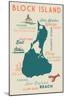 Block Island, Rhode Island and Icons-Lantern Press-Mounted Art Print