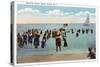 Block Island, Rhode Island - Bathers at the Beach-Lantern Press-Stretched Canvas