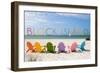 Block Island, Rhode Island - Colorful Beach Chairs-Lantern Press-Framed Art Print