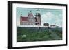 Block Island, Rhode Island - Landhouse View of the South Lighthouse-Lantern Press-Framed Art Print