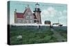 Block Island, Rhode Island - Landhouse View of the South Lighthouse-Lantern Press-Stretched Canvas