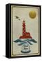 Block Island, Rhode Island - Lighthouse Icon-Lantern Press-Framed Stretched Canvas