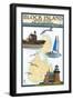 Block Island, Rhode Island - Nautical Chart-Lantern Press-Framed Art Print