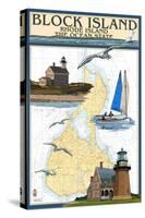 Block Island, Rhode Island - Nautical Chart-Lantern Press-Stretched Canvas