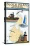 Block Island, Rhode Island - Nautical Chart-Lantern Press-Stretched Canvas