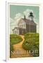 Block Island, Rhode Island - North Light-Lantern Press-Framed Art Print