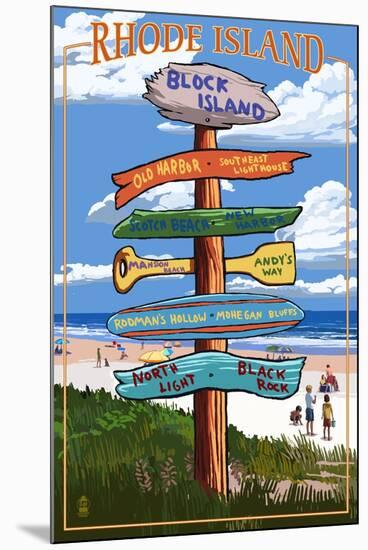 Block Island, Rhode Island - Sign Destinations-Lantern Press-Mounted Art Print