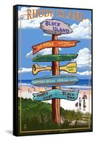 Block Island, Rhode Island - Sign Destinations-Lantern Press-Framed Stretched Canvas