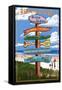 Block Island, Rhode Island - Sign Destinations-Lantern Press-Framed Stretched Canvas