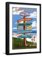 Block Island, Rhode Island - Sign Destinations-Lantern Press-Framed Art Print