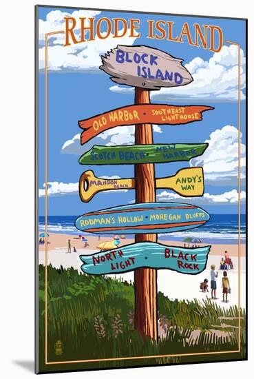 Block Island, Rhode Island - Sign Destinations-Lantern Press-Mounted Art Print