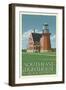 Block Island, Rhode Island - South East Lighthouse - Letterpress-Lantern Press-Framed Art Print